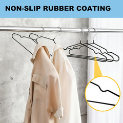 Quality Non-Slip Metal Hangers 50 Pack – Slim Space Saving for Closet | Rubber C