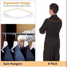 DEDU Suit Hangers for Men 10 Pack, Extra Wide Non Slip Width 17.7, White Coat