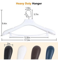 DEDU Suit Hangers for Men 10 Pack, Extra Wide Non Slip Width 17.7, White Coat