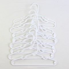 Lot of 10 Children’s White Plastic Tubular Hangers with Notches, 12″