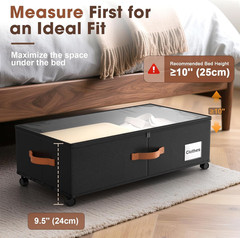 Under Bed Storage Containers With Wheels 9.5 Inch High Organizer 2 Pack