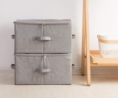 3 PCS Foldable Storage Baskets 17.7×13.8×9.8 Inch Stackable Bins Dark Gray