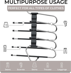 Pants Hangers Space Saving – 2 Pack – Non-Slip Multi-Layer Space Saving Hangers
