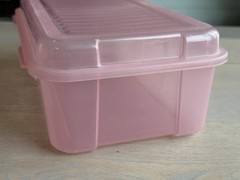 Vintage Rubbermaid Keepers Snap Case Shoe Box Clear Pink &Purple Hinged Lid 2281