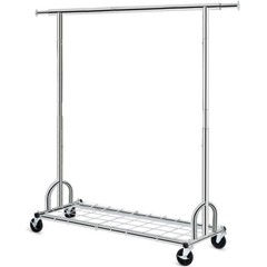 3 in 1 450lbs Collapsible Rolling Heavy Duty Clothing Garment Rack with Shelves