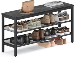 3 Tier Shoe Rack Bench One Piece Shelves Shoe Storage Organizer W/ Raised Edges
