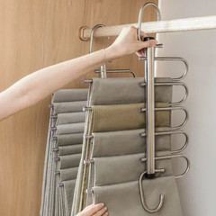 2 pcs 9-Layer Foldable Metal Pants Hanger – Space-Saving Multi-Tier Closet Tool