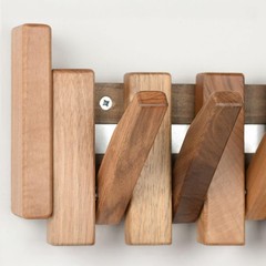 TEXAS BEST GIFT Solid Walnut Piano Key Coat Rack – 6-Hook Wall-Mounted Flip H…