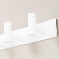 White Wall Mounted Coat Rack – 4 T-Shaped Hooks on 12.6″ Metal Rail for Coats…