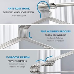 Fayleeko Wire Hangers, Strong & Heavy Duty, Stainless Steel, 17.7 Inch, 10 Pack