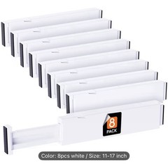 8 Pack Adjustable Drawer Dividers 16-22 in Clothes Organizer 2.36” High