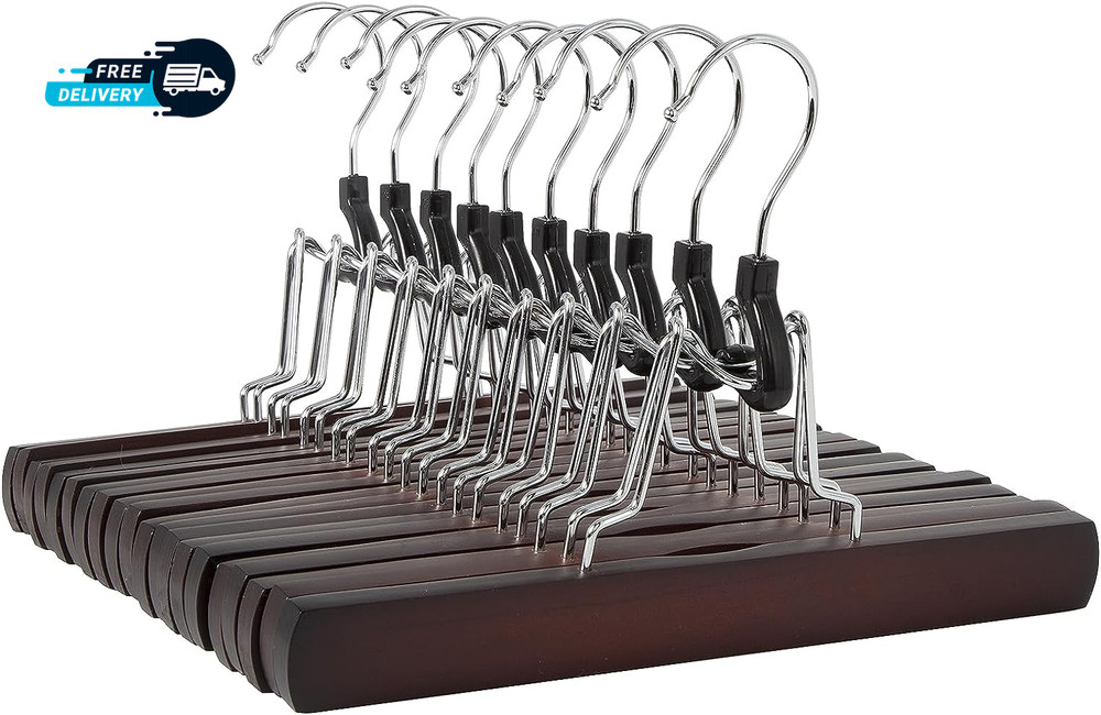 Wooden Pants Hangers – Cherry, 10-Pack