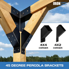 8 Pack 2×4 Pergola Brackets 45 Degree Corner Kit Steel Powder Coated Roof Gazebo
