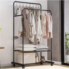 Heavy Duty Clothes Rack Industrial Pipe Garment Rack Rolling Storage Cart Rails