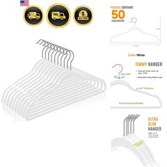 50 Plastic Hangers 17.7 Inch Non-Slip, Space Saving Closet Organizers, Heavy …