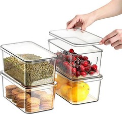Stackable Clear Storage Containers – 4 Pack for Efficient Kitchen Organization