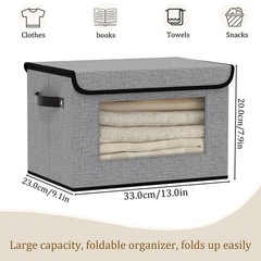 Fabric Storage Bin with Lid, Storage Box with Handles, 13 x 9.1 x 7.9 Inch Cl…