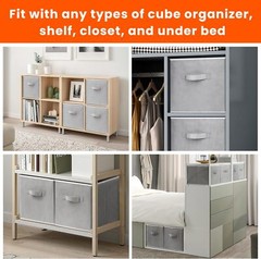 Criusia Storage Cubes – 11 Inch Heavy Duty Fabric Medium -11 inches, Grey