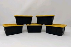 5 x Teeny Tote Mini Plastic Storage Totes New 2025, Lowe’s Black Yellow