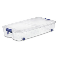 2 Pack Sterilite Underbed Storage Bin 66Qt Wheeled Clear Latching Lid Tote
