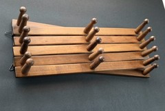 Dark Natural Wood Accordion Wall Hanger Expandable Rack Wall Mounted 17 Peg