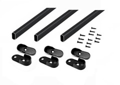 3-Case Pack Premium Oval Wardrobe Closet Rod Tube with End Supports Black