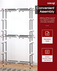 Clothes Rack – 33.0″ x 12.2″ x 79.5″ Clothing Rack with Shelves & Wheels, Mul…