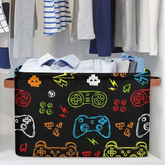 Collapsible Game Controller Storage Basket for Toys & Clothes, 15″x11″x9.5