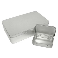 8.5 by 5.3 by 1.9 Inch Silver Metal Rectangular Empty Tin Box Containers Storage