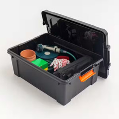 Stackable Storage Tote Bin Plastic Container Heavy-Duty Box Black 48Qt 12Gal