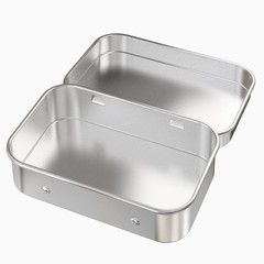 2 Pcs Hinged Tin Box Metal Tins Storage Containers, Silver 4.5×3.3 inch