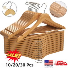 Wooden Hangers Pack of 10 20 & 30 Suit Hangers Premium Natural Finish Home Us