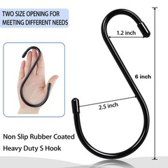 DINGEE 12 Pack 6 Inch S Hooks,Large S Hooks Vinyl Coated Heavy Duty S Hook fo…