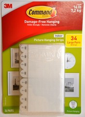 3M Command Picture Hanging Strips 34 Pairs 68 Large Strips Hold 16 lbs