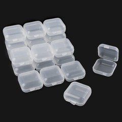 40pcs Mini Small Clear Plastic Storage Box Hook Jewelry Earplugs Container Case