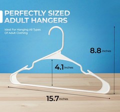 Heavy-Duty Non-Slip Plastic Clothes Hangers – 20/50 Pack, White & Black
