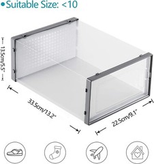 12 pc Foldable Shoe Box Stackable Clear 13.2×9.1×5.5in Shoe Storage Box Size ＜10