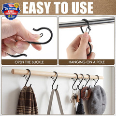 160 Pcs S Hooks Bulk for Hanging Heavy Duty, 3.5 Inch Metal Black S Hook with Sa