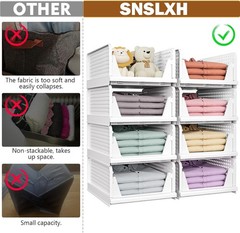 SNSLXH 5 Pack Stackable Closet Storage Basket, Multifunctional & Foldable Closet