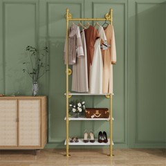 Heavy Duty Industrial Pipe Clothes Rack Gold Open Wardrobe Showroom Garment Rack