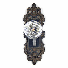 Metal Vintage Door Plate Wall Hook With Acrylic Knob Keyhole Decorative Handle