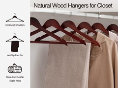Wooden Hangers 20 Pack Wood Coat Hanger for Coats Shirts Jackets Pants Suits …