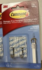 Command 3m Damage Free Medium Wire Hooks (4) 2Packs Clear Holds 2lb