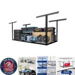 Adjustable 3×6 Garage Storage Rack 450lbs Capacity – Ceiling Mounted Organizer