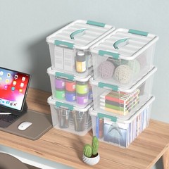8-Pack 14 Qt Clear Organizing Container with Lid, Plastic Latch Box with Handles