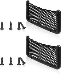 2 Pcs ABS Plastic Frame Car Storage Net Bag Phone Car Mesh Net Holder RV Storage
