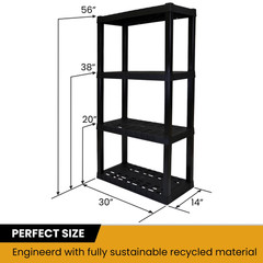 Hyper Tough Plastic Storage Shelves Garage Shelving Unit 4-Tier 57″H x 14″D x 30