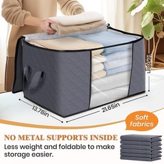 6 Pack Storage Bags For Clothes And Blanket, Foldable Closet Organizers And
