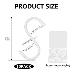Tingheng 10 Pack 3 Inch Vinyl Coated S Hooks, Heavy Duty S Hooks White with S…
