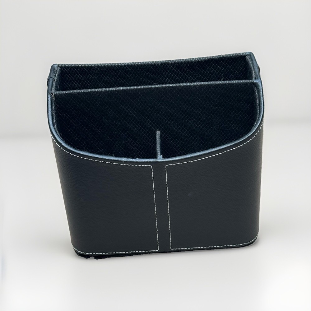 Unbranded Black Faux Leather Spinning Remote Control Holder Desk Organizer Only
